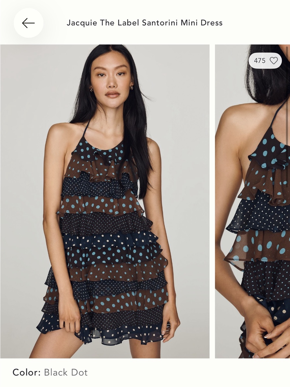 Anthropologie Black and Brown Polka Dot Ruffle Mini Dress